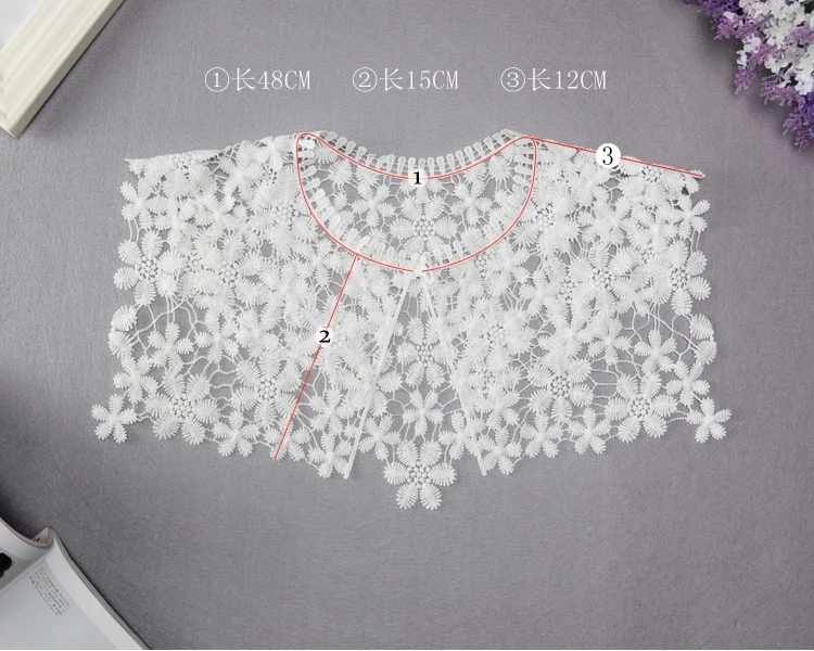 New Hand Crochet Product Fake Neckline Collar Hollow Tulle Lace Fabric Shawl Vest Shoulder Female Decorative Lace Fabric