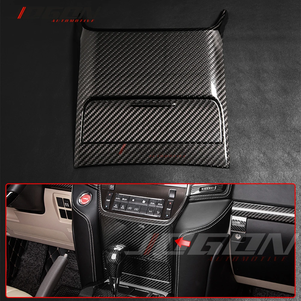 

2Pcs Real Carbon Fiber Central Control Air Vent Button Storage Box Panel Trim For Toyota Land Cruiser LC200 FJ200 2016-2020