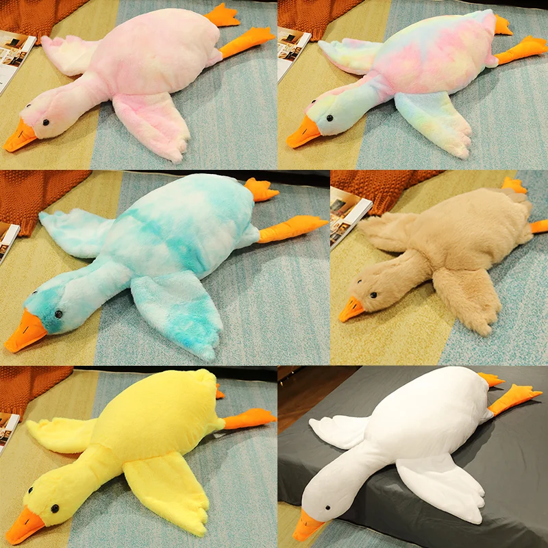 50-190cm Big Goose Plush Toy Kawaii  New Style Colorful Huge Duck Pillow Stuffed Animal Boba Goose Doll Birthday Gifts for Kids