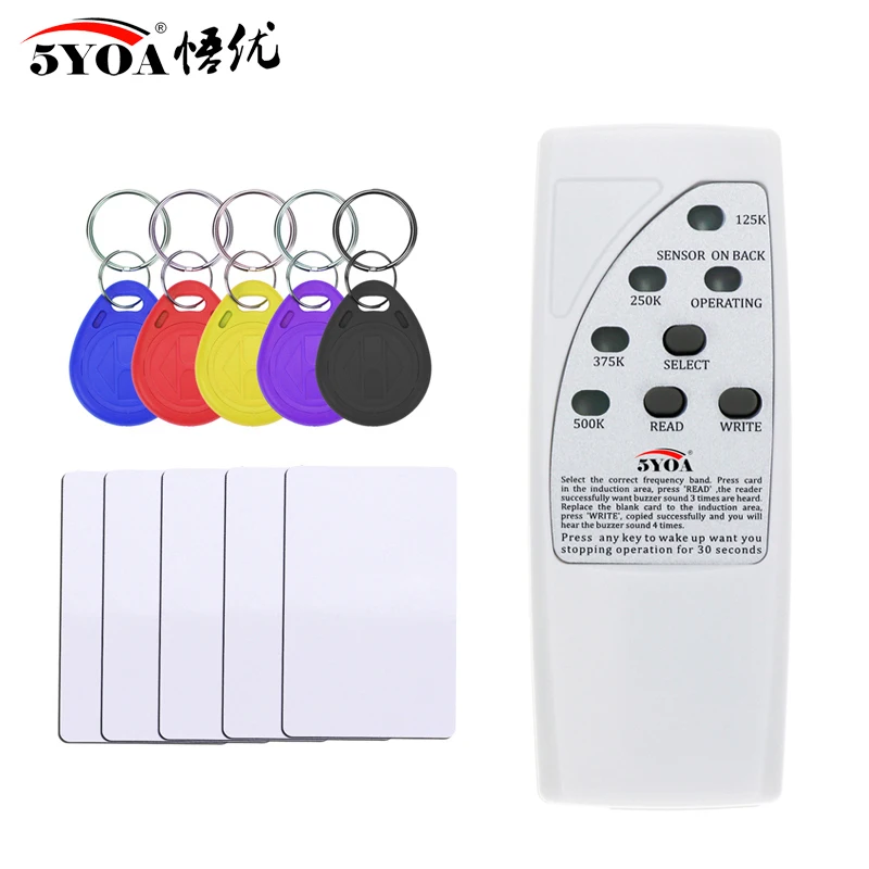 5YOA Handheld Rfid Card Reader Writer 125KHz Copier Duplicator ID Tags Programmer Light Indicator EM4305 T5577 Key Card Keyfob