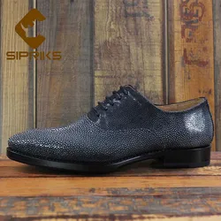 Sipriks Mens Stingray Skin Dress Oxfords Luxury Brand Custom Sewing Welted Shoes Boss Business Office Gents Suit Formal Tuxedo