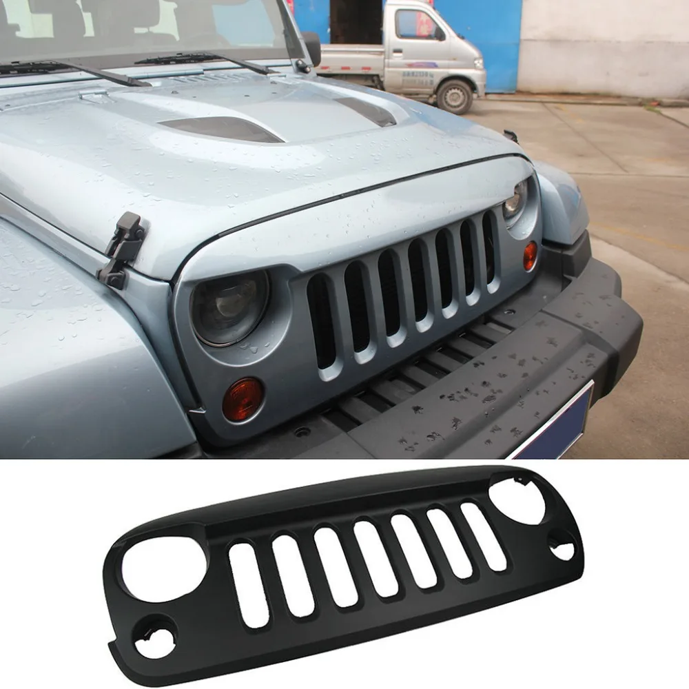 Matte Black Front Grille Grid Grill Cover Guard  For Jeep Wrangler 07 08 09 10 11 12 13 14 2015 [QPA203]