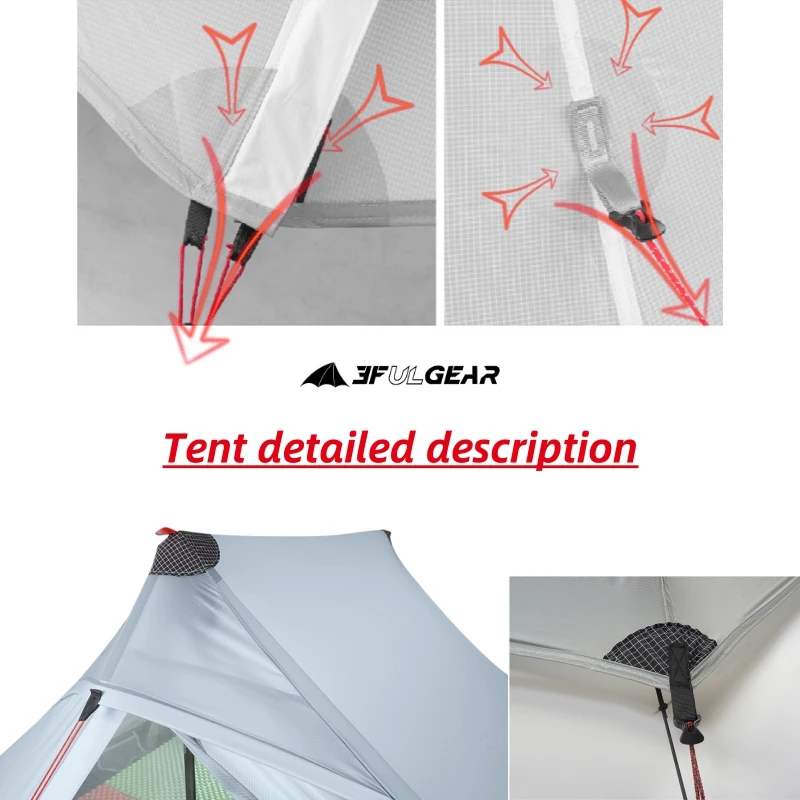 Imagem -04 - Gear-double-sided Silicone Revestido Camping Tenda Tenda Ultraleve para Pessoas Caminhadas Poleless 20d Pu3000 mm 3f ul