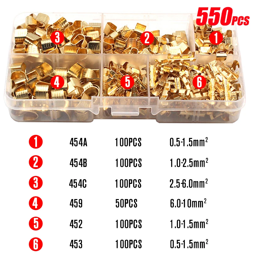 300 Stück U-förmige Kupfer-Crimpklemmen, nicht isoliert, Sortiment, Kabelverbinder, Flachsteckverbinder-Set DJ 453 – Detail 7