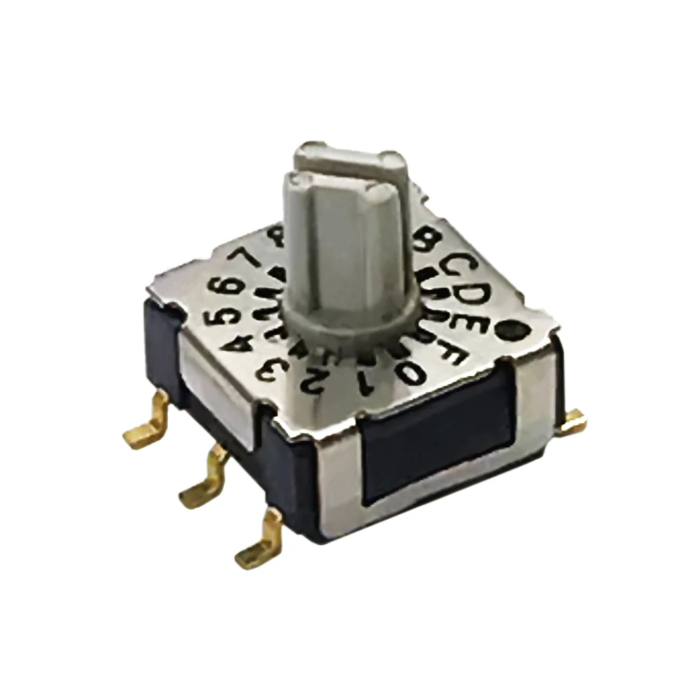 7*7 Miniature Rotary Coding Switch BCD8421 Encoding 3 On 3 Pin 0-9 0-30 0-F Torsion Shank Patch Straight Into Right Angle IP67