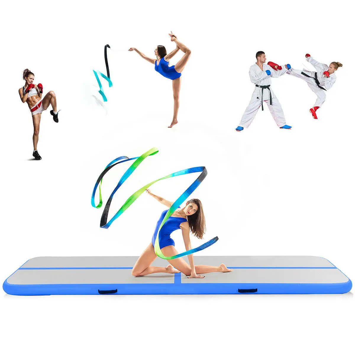 

Portable Yoga Gym Mat For Kids And Adults 5M Home Use Air Floor Mattress Free Pump Airtrack Mat For Tumbling High Jump Sport Mat