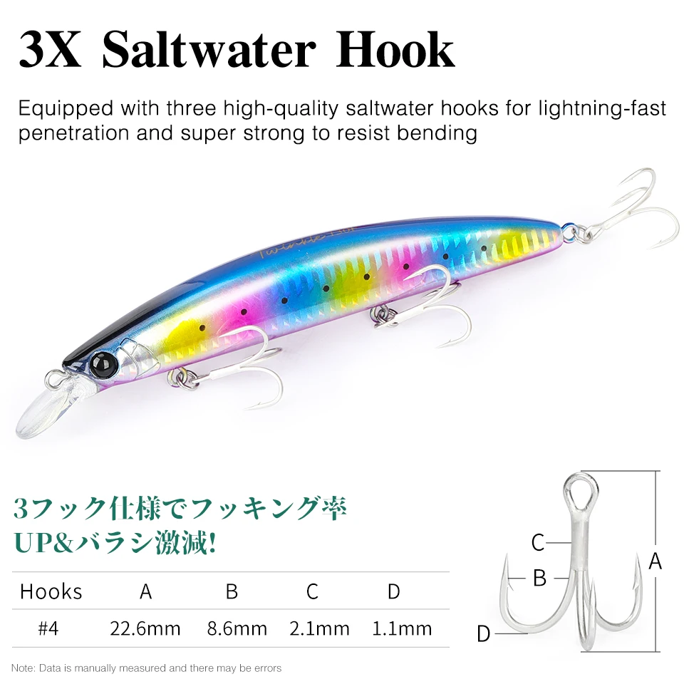 TSURINOYA 130F Long Casting Floating Minnow TWINKLE 130mm 23g
