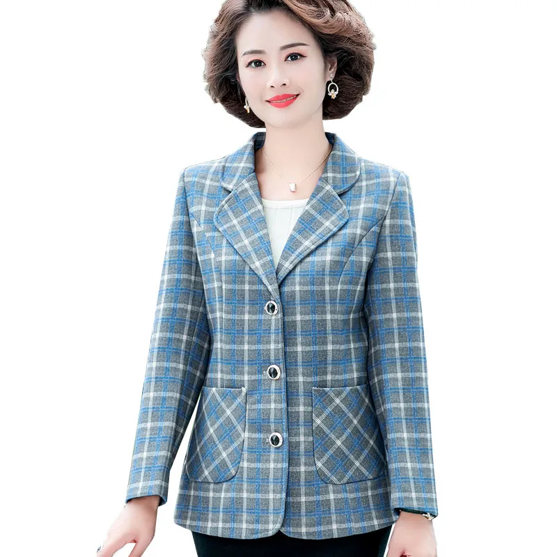 

Middle-Aged Mothers Spring Autumn Small Suit Women New 2022 Tops Slim Short Blazer Ladies lattice JacketWomen Jacket