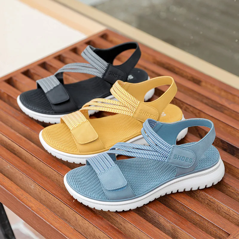 GKTINOO 2024 Fashion Brand Beach Sandals Women Thick Sole Summer Shoes Casual Women Sandals Soft Yellow Plus Size 42