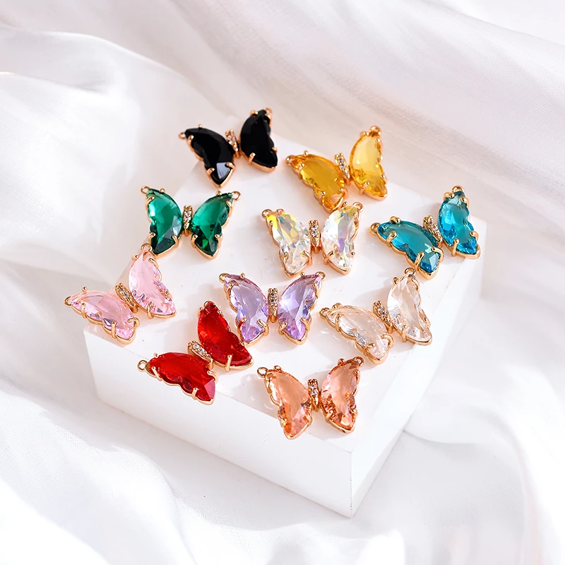 

Peixin 4Pcs/Set Colorful Shiny Crystal Butterfly Pendant for Women's Necklace DIY Jewelry Making Supplies 10 Colors Wholesale