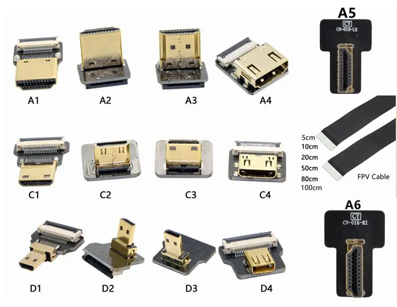 Fpc Micro Minihdmi-Compatibele Kabel 90 Graden Up Down Hoek Adapter Voor Raspberry Pi Dji Uav Ptz Slr Camera tv/Projector