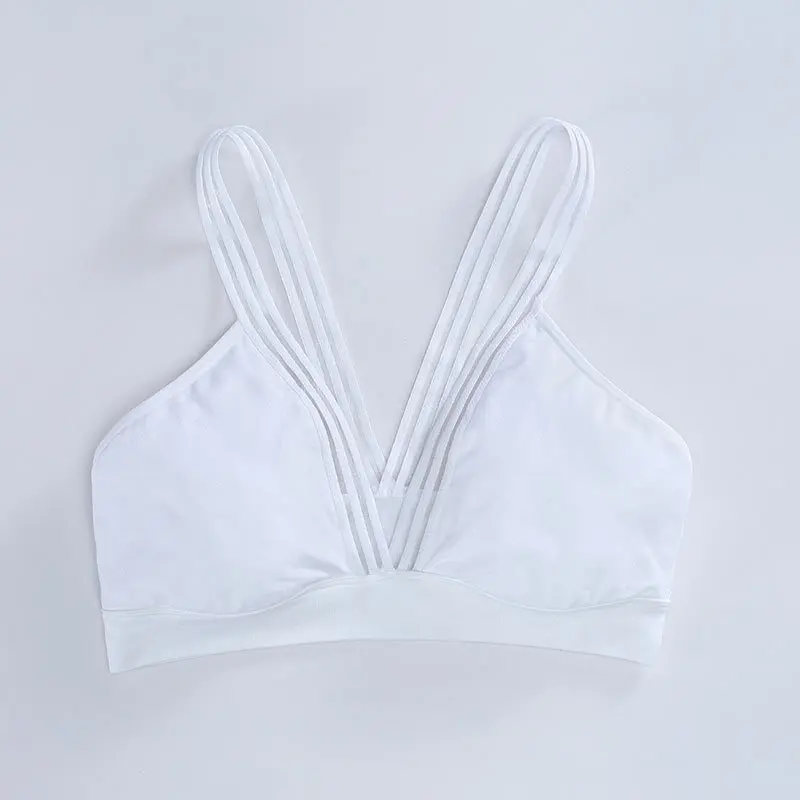 Gathering no steel ring thin section underwear no trace comfortable small chest French triangle cup bra mesh shoulder strap