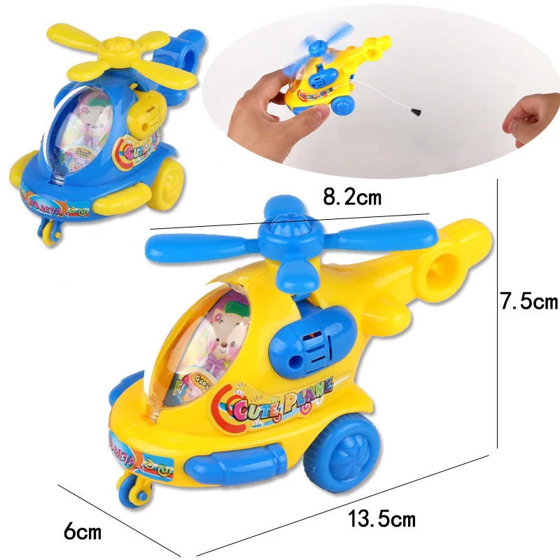 1Pcs Classic Cartoon Rope Helicopter Children Entertainment Wind-up Toys Cute Rotating Propeller Vehicles Toy