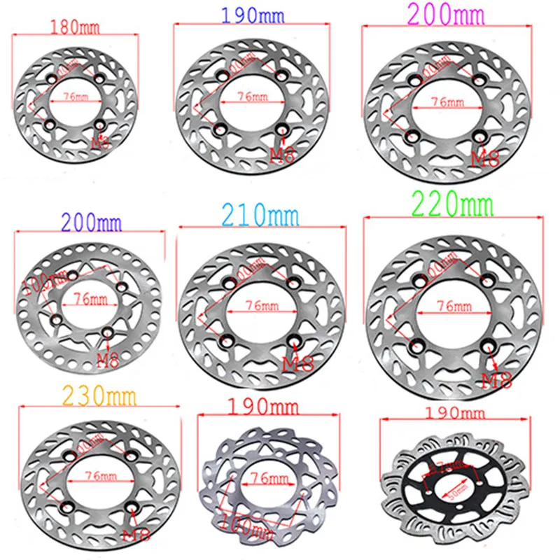 Disco de freno delantero y trasero para motocicleta, placa de disco de 180mm, 190mm, 200mm, 210mm, 220mm, para KAYO BSE, 125cc, 140cc, 160cc