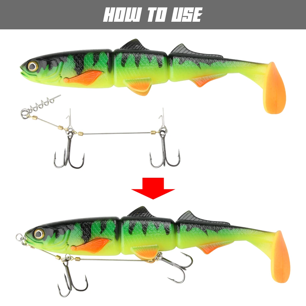 Spinpoler Pike Stinger Rig Hook Systerm with 3D Swimbait Soft Lure Fishing Bait Paddle T Tails For Zander Pike Big Game Fish