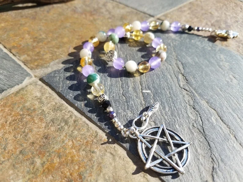 Imbolc Blessings, Pagan Prayer Beads, Meditation Beads, Witches Ladder, Witches Rosary