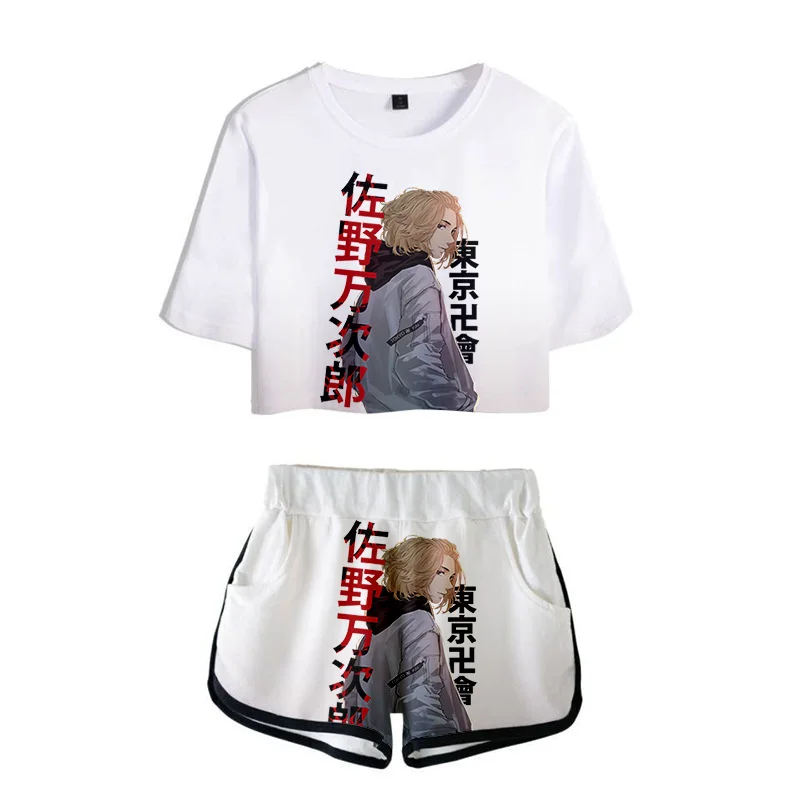 Tokyo Revengers Crop Shorts Suit Anime Cosplay 3D Print T-shirt Pants Two Piece Set Women Tracksuit Outfit Summer Cute Matching