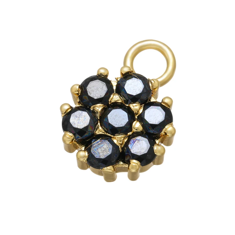 2Pcs/lot,Gold-Color CZ Crystal Charms Pendants for DIY Women\'s Jewelry Making Accessories Flower Necklace Charms:VD819