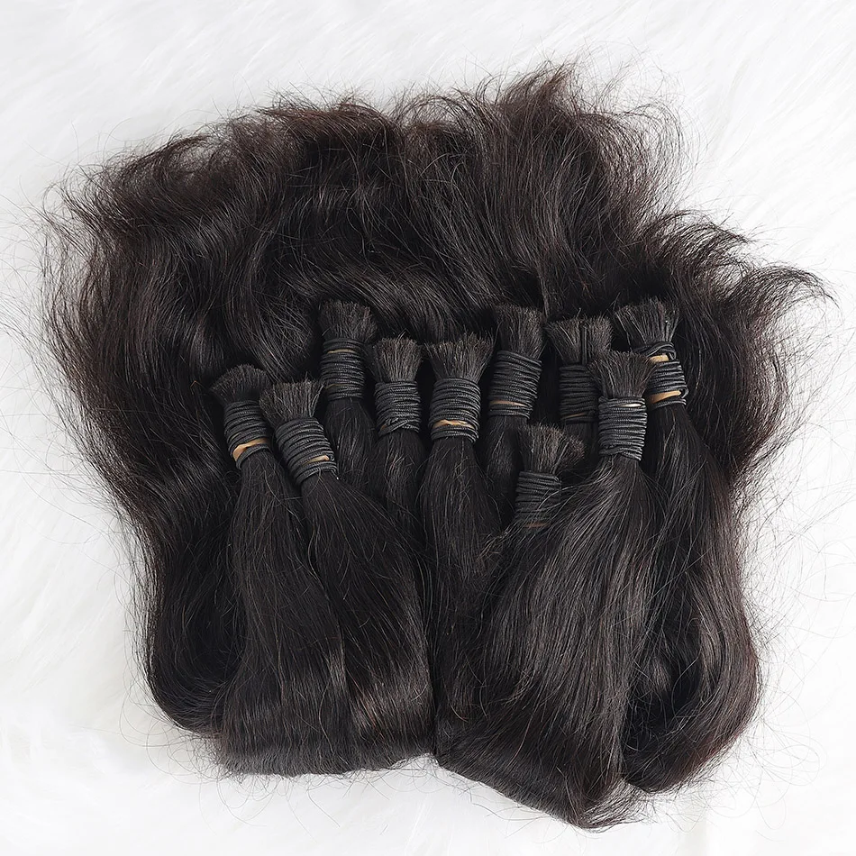 Real Beauty Brazilian Straight Bulk Hair For Braiding  Natural Color No Weft Crochet Braids Remy Human Hair