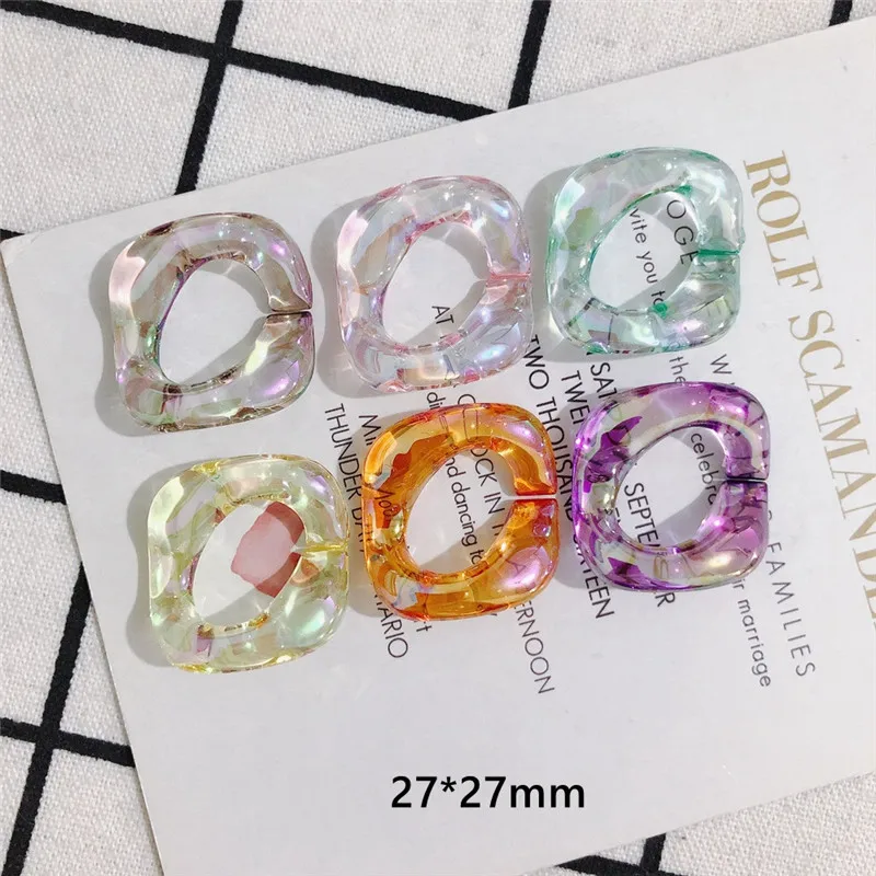 Summer style 50pcs/lot 27mm color Irregular square opening resin beads diy jewelry earring/bracelet/garment accessory