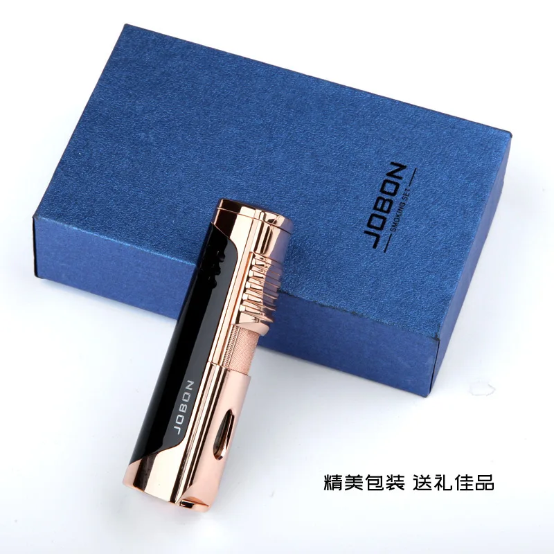 Jobon Luxury Portable Metal Triple Torch Jet  Windproof Flame Lighter Gadgets For Men Gift Without Gas