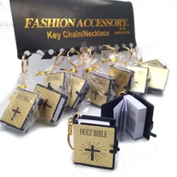 10pcs/lot Mini HOLY Bible Keychain Religious Christian Jesus Cross Key Chain Women Prayer God Bless Gift