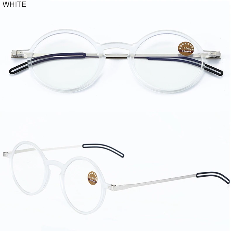 Mai Blume Anti-blau Lesebrille Dünne Protable Presbyopie Brillen Mit Fall Runde Brille Rahmen Für Männer Leser + 1,5 + 2 – Detail 17