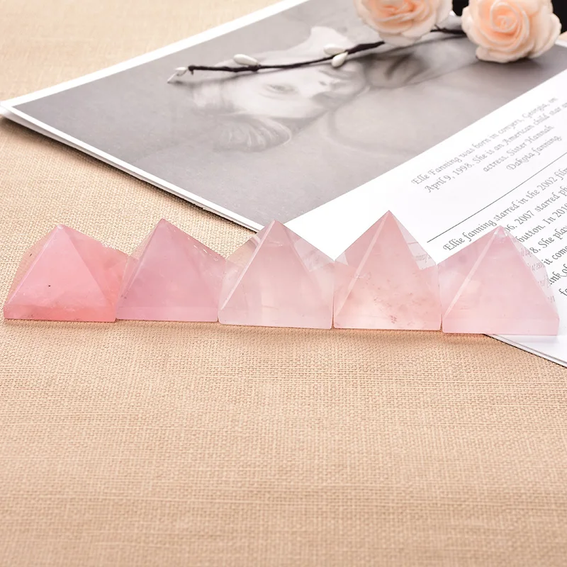 1PC Natural Rose Quartz Pyramid Crystal Quartz Energy Healing Stone Reiki Chakras Meditation Home Decor Crafts Of Gem Stone