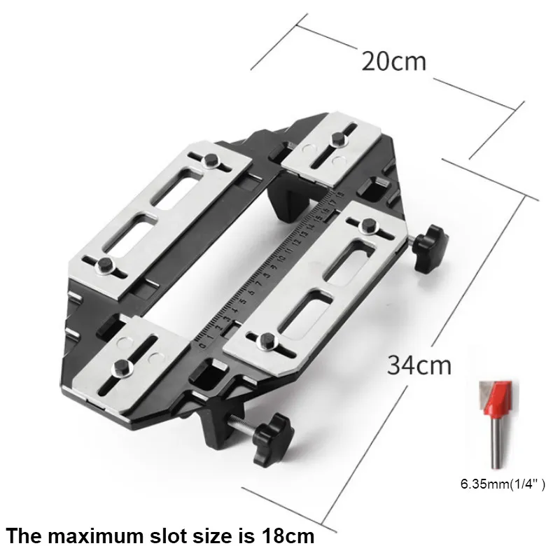 Woodworking Hinge Slotting Locator W/ Router Bit Alloy Lock Guide Plate Slotting Opener Jig Slot Machine Installation Lock Fixer