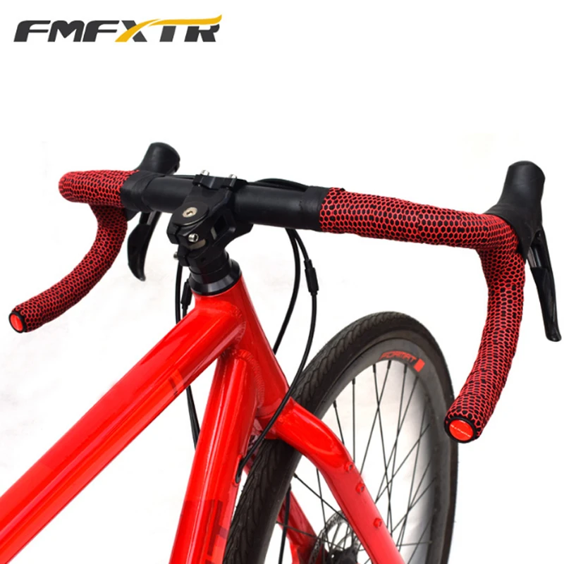 FMFXTR-EVA PU Bent Handlebar Tape, Soft Cycling Road Bike, Bicycle Handlebar Tape, Anti-Vibration Wrap with 2 Bar Plug