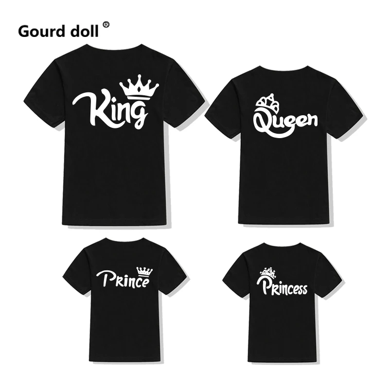 Family matching clothes Cotton T-shirt family look King Queen Princess Prince Father Mother Daughter Son Clothes baby girl Tops