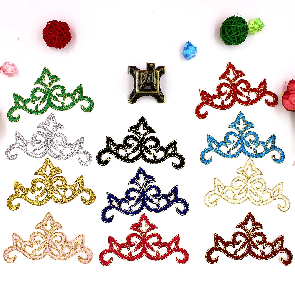 5 sztuk złotych haftowanych koronkowych aplikacji do naprasowania na naszywki Cosplay 9,5 cm * 6,8 cm