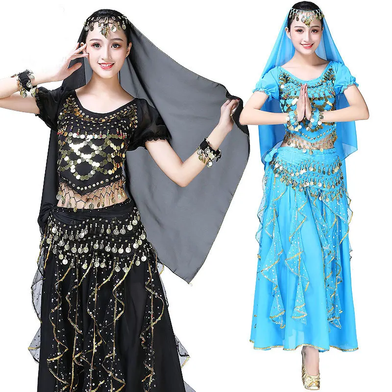 

4pcs/Set Belly Dancing Costumes Egyption Egypt Belly Dance Costume Bollywood Costume Indian Sets Black Bellydance Dress