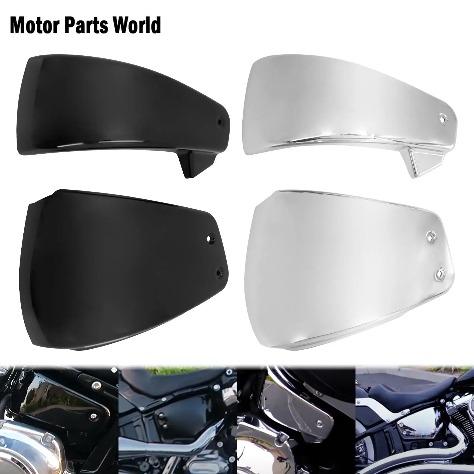 Motorcycle ABS Battery Side Fairing Covers Black/Chrome For Harley Softail 2018-2021 Breakout Fat Boy Heritage Classic FLHC 107