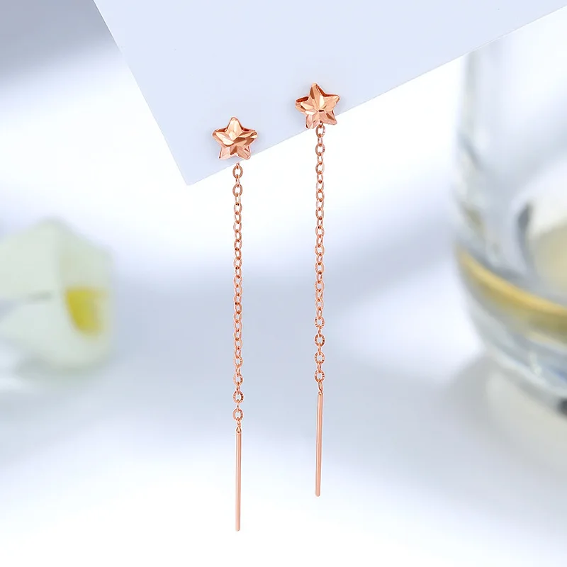 

SA SILVERAGE Tassel Long Valentine's Day Activities Gifts 18k Gold Earrings Simple Women 18k Venus Earrings Rose Gold Ear Chain