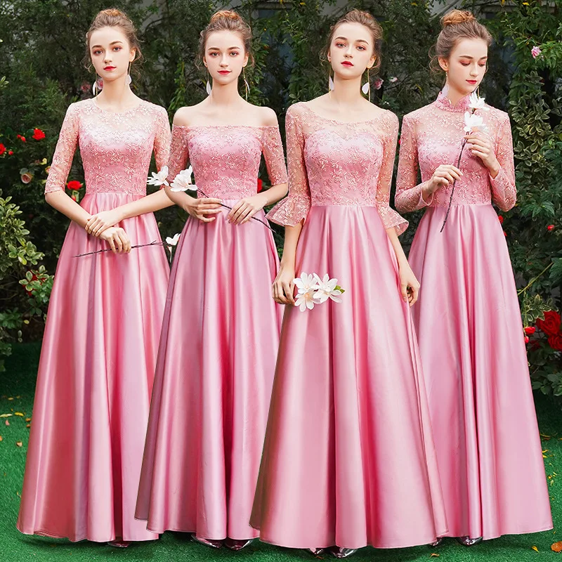 Mingli Tengda Bean Paste Lace Learn To Dress Scalloped Homecoming 8 Grade Junior High Graduation Dresses Long Blue Half Sleeve