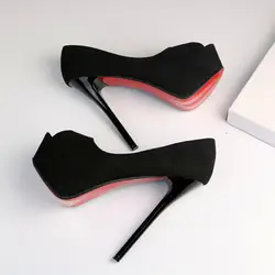 14 Cm Suede Super High Heels Fish Mouth Single Shoes Thin Heels Party Pumps Small Size Waterproof Platform Womens Shoes 32,33