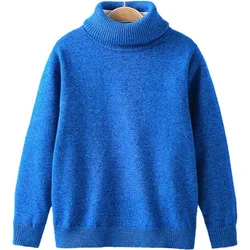 2-10 Y Girls boys Add Velvet Winter Turtleneck Sweaters Colthes Autumn Children Clothing Pullover Knitted Solid Kids Sweaters