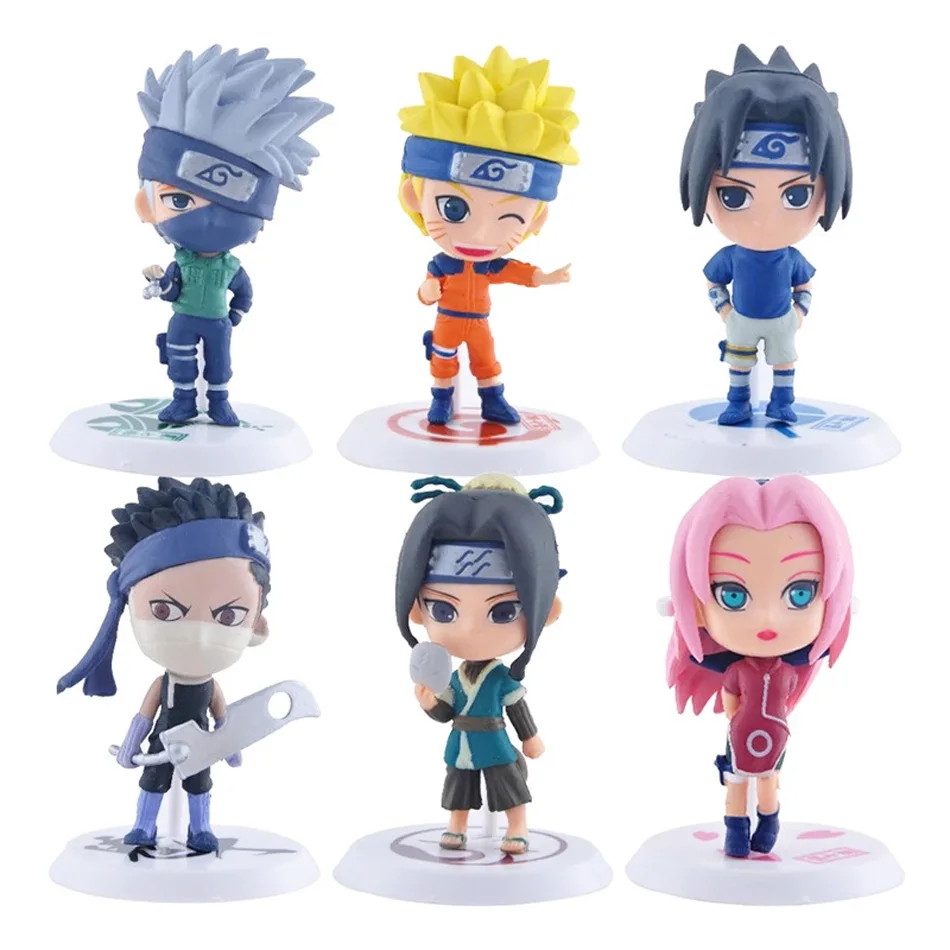 6pcs/set Naruto Shippuden Anime Action Figure Hatake Kakashi 18/19 Q Version Model 7CM PVC Uzumaki Naruto Statue Collectible Toy