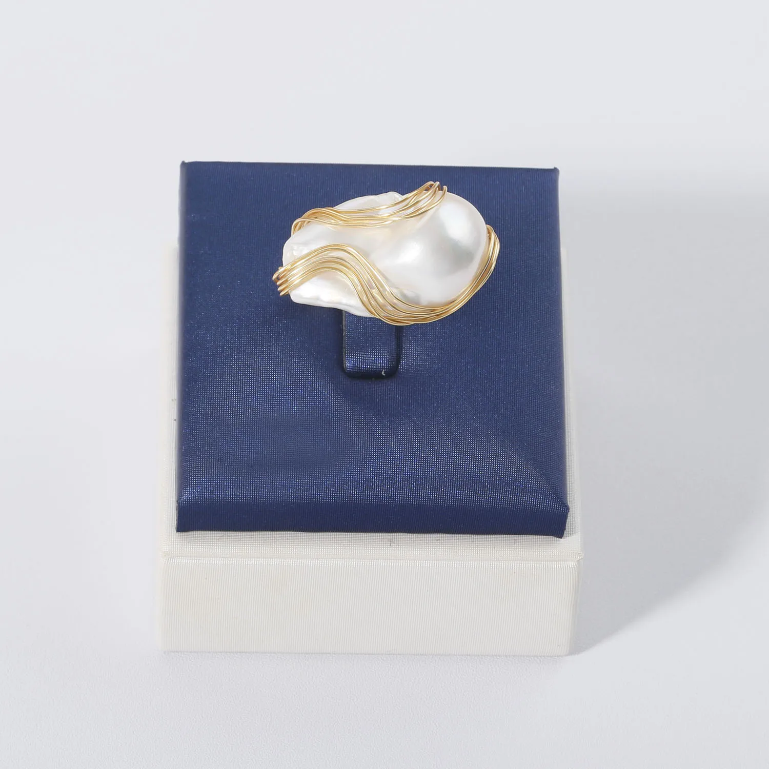 Vintage Natuurlijke Zoetwater Gekweekte Barokke Parel Ring Handgemaakte Koperdraad Verstelbare Open Ring Voor Vrouwen Mode-sieraden Cadeau