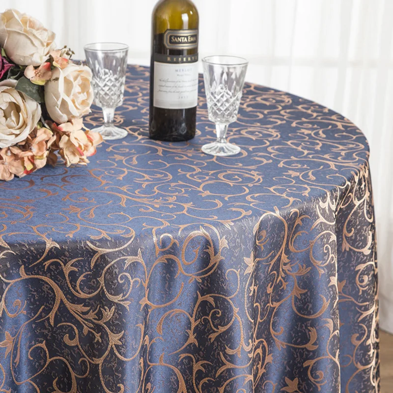 

10PCS Cationic Dyed Polyester Double Color DOBBY Tree Branch Round Tablecloth Banquet Wedding Party Hotel Table Cloth