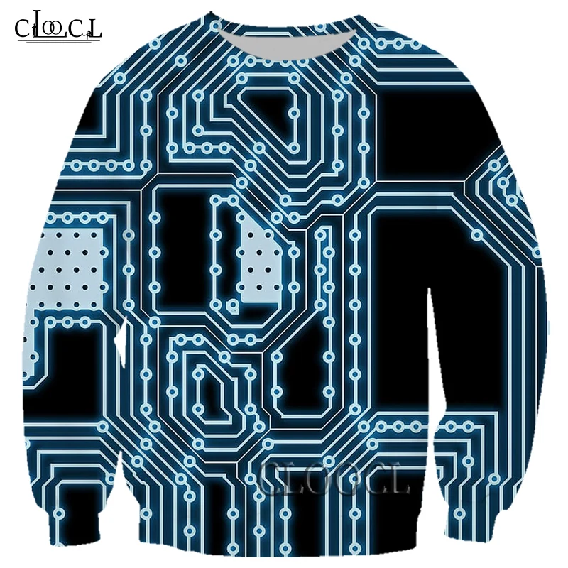 HX Newest Electronic Chip 3D Print Men Women Sweatshirts Fashion Long Sleeve Hot Selling Harajuku Tracksuit Drop Shipping