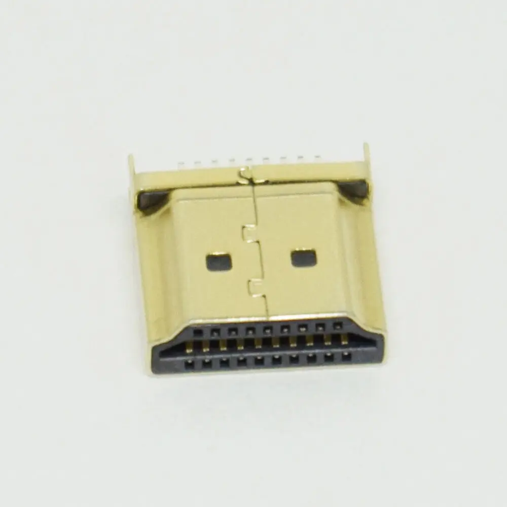 1Pc Vergulde Hdmi 1.6Mm 19Pin Pcb Chassis Smd Socket Man Plug Connector