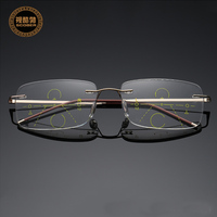 Business Frameless Progressive Multifocal Reading Glasses Men Smart Zoom Elderly Eyewear Women Anti-blue Presbyopic Glasses