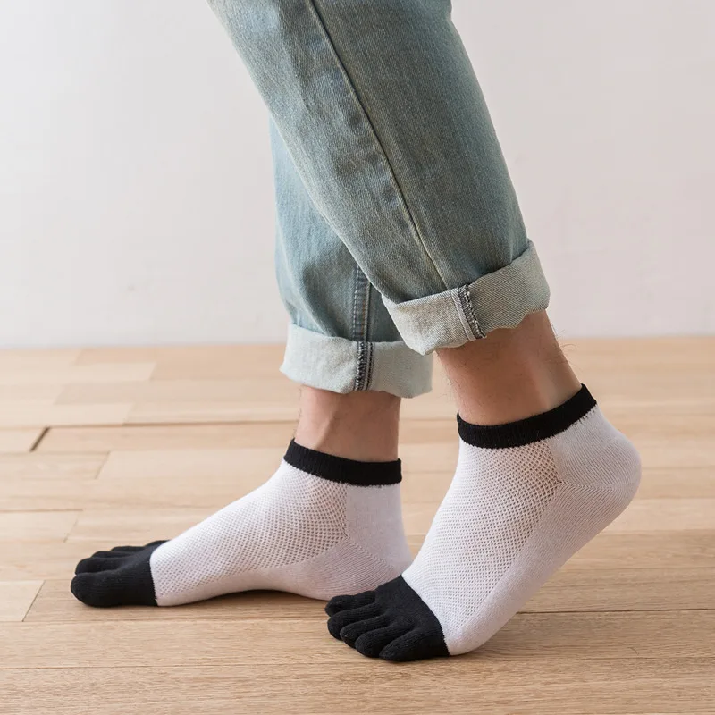 

Toe Socks Men Five Fingers Socks Breathable Cotton Socks Sports Running Solid Color Black White Grey Calcetines Gifts for Man