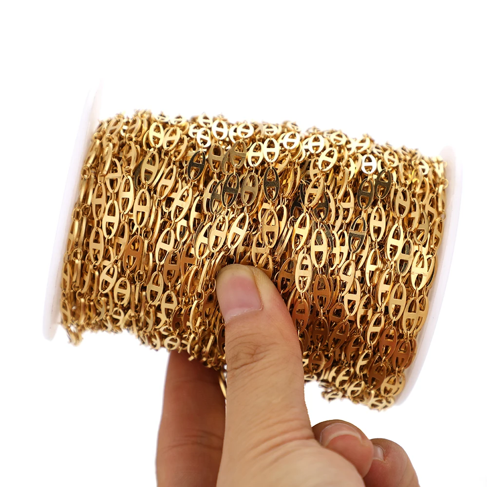 1 Meter Edelstahl-Oval-Flachketten für DIY-Schmuckherstellung, Vintage-Armband, Damen-Halskette, Zubehör und Materialien – Detail 6