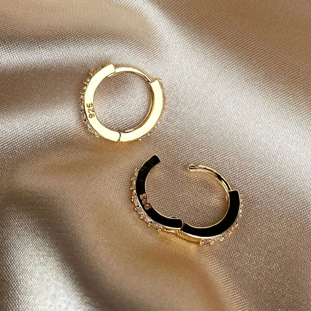 Rainbow CZ Huggies Hoop Earrings Girl Tiny Rings Cartilage Small Helix Piercing Tragus Conch Earlobe Circle Men Hoops Arete