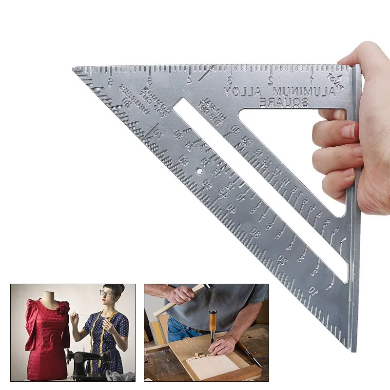 Professional Protractor 7-inch aluminum alloy carpentry triangle ruler metric inch 90 degree 45 degree square triangle ruler