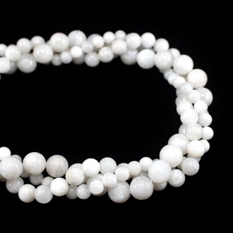 Natural White Moonstone Round Loose Beads Strand 6/8/10MM For Jewelry DIY Making Necklace Bracelet