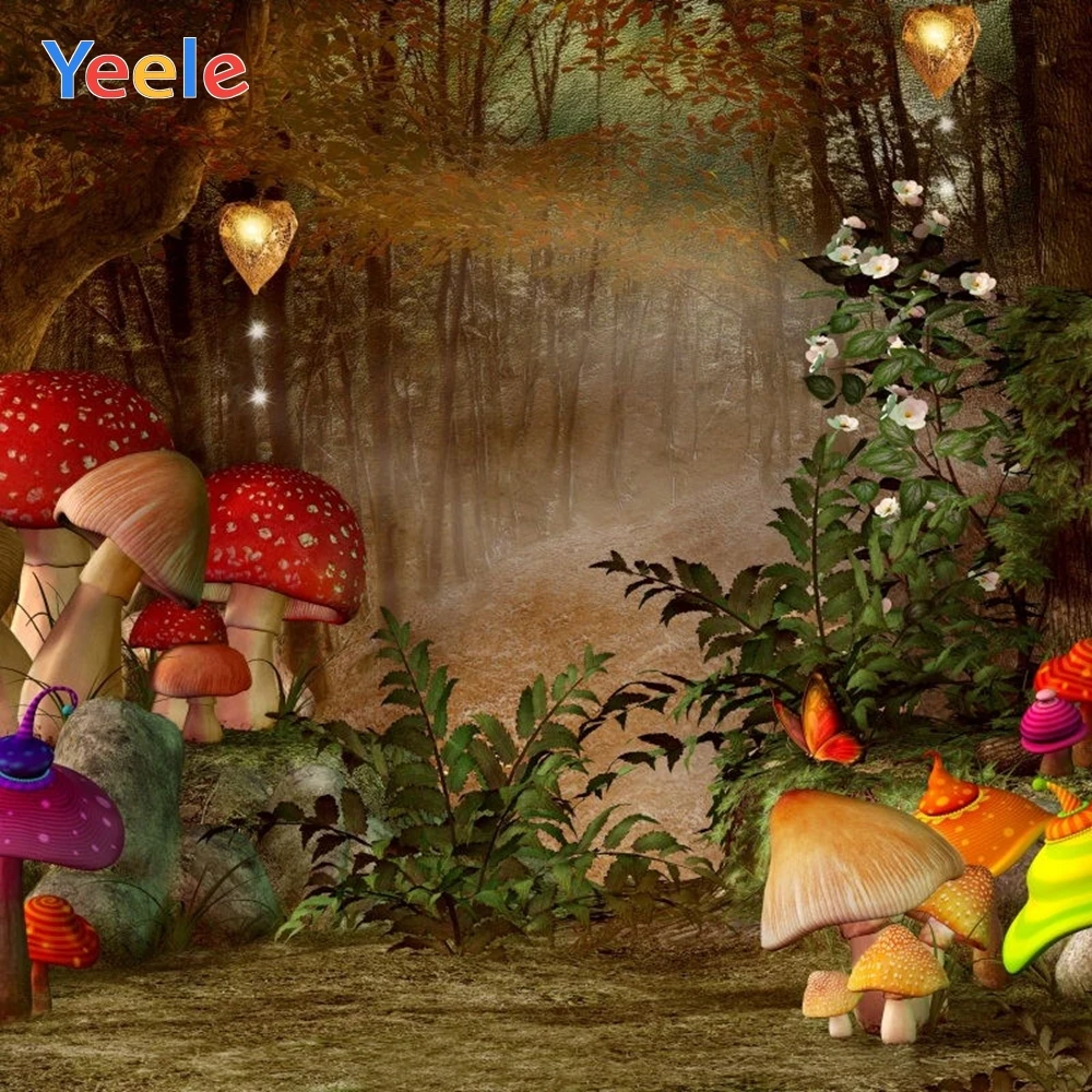 원더 랜드 배경, 동화 숲 버섯 공주 베이비 샤워, 어린이 생일 파티 사진 배경, 사진 스튜디오